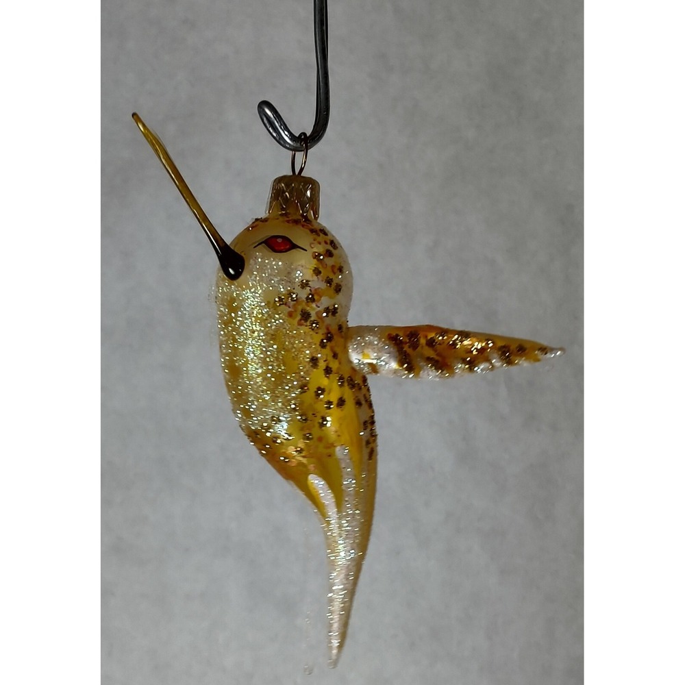 Glass Hummingbird Ornament - Hand Painted - Made in Poland - Radko Inspired